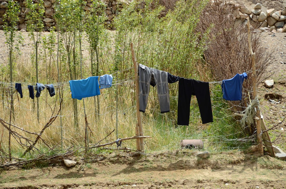 19 Trekker Clothes Drying On A line In Yilik Village On The Way To K2 China Trek